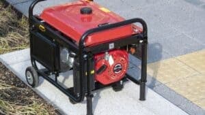 Portable generator on a sidewalk