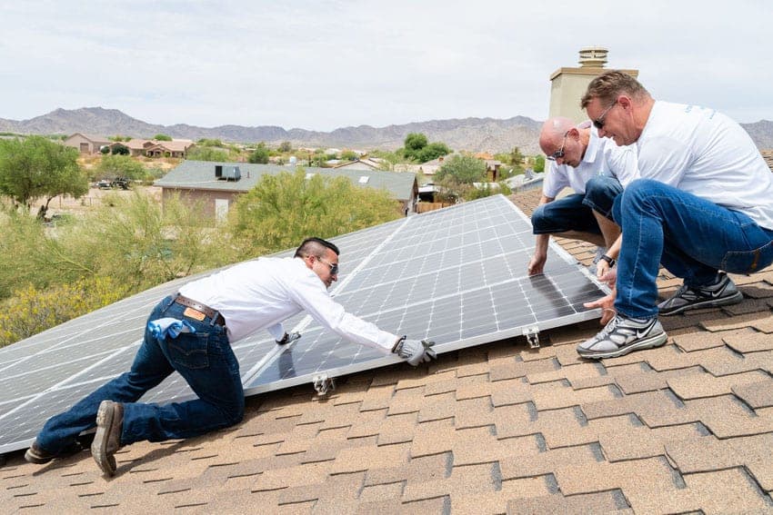 Rooftop solar panels on an Arizona home